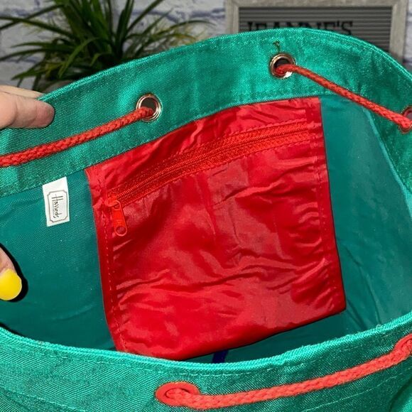 Harrods Knightsbridge Dark Colorblock Embroidered Bag Duffle Backpack Drawstring - Picture 7 of 11